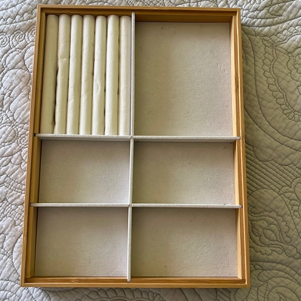 Bamboo stackable jewelry tray